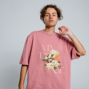 Pink and Cream Minimalist T-Shirt – Soft Elegance for Everyday Wea