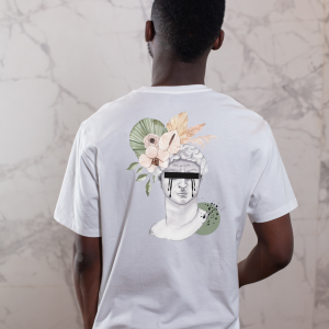 Green and White Illustration T-Shirt – Artistic Style Meets Comfort