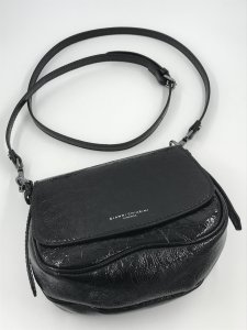 Gianni Chiarini Chiara Crossbody - Black Glossy Leather, 22x18x10 cm