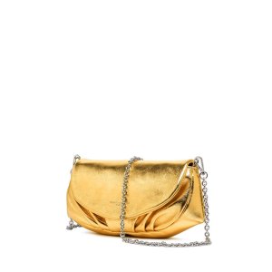 Gianni Chiarini Adele Gold Metallic Leather Shoulder Bag – Convertible Clutch for Elegant Evenings