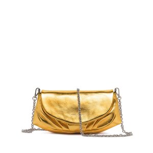 Gianni Chiarini Adele Gold Metallic Leather Shoulder Bag – Convertible Clutch for Elegant Evenings
