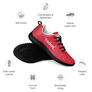 Red & Black Men’s Sneakers – Yodaq® Running Shoes, Streetwear Trainers, Lightweight Sport Shoes