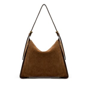 Gianni Chiarini Penelope Handbag – Cognac Suede, 35x28x10 cm