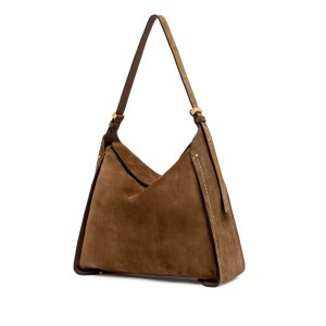Gianni Chiarini Penelope Handbag – Cognac Suede, 35x28x10 cm