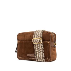 Gianni Chiarini Nina Crossbody – Cognac Suede, 25x18x10 cm