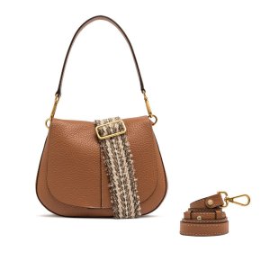 Gianni Chiarini Helena Round Handbag – Cognac Leather, 28x22x10 cm