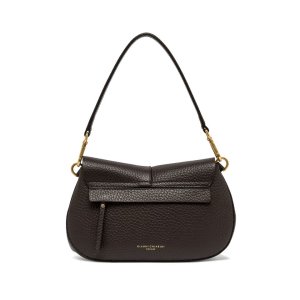 Gianni Chiarini Helena Round Handbag – Espresso Brown Leather, 29x16x10 cm