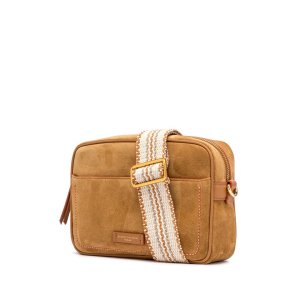 Gianni Chiarini Nina Crossbody Bag – Cognac Suede, 26x18x8 cm
