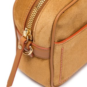 Gianni Chiarini Nina Crossbody Bag – Cognac Suede, 26x18x8 cm