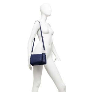 Gianni Chiarini Leather Crossbody Bag – Navy Blue, 22x17x6 cm