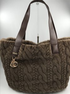 Liu Jo Faux Fur Tote Bag – Taupe 45x30x21 cm