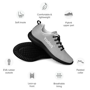 Grey Men’s Sneakers – Yodaq® Minimal Knit Trainers | Lightweight Walking Shoes | Stylish Gym & Casual Urban Sneakers