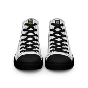 Women's High-Top Canvas Sneakers – Black & White Y Logo – Bold Streetwear Style | Yodaq®